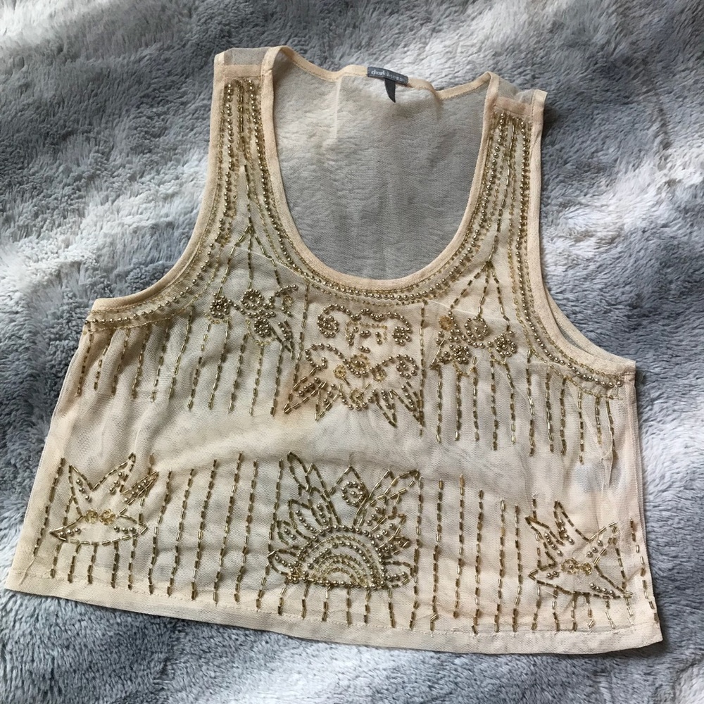 Charlotte Russe Mesh/See Through Beaded Crop Top
